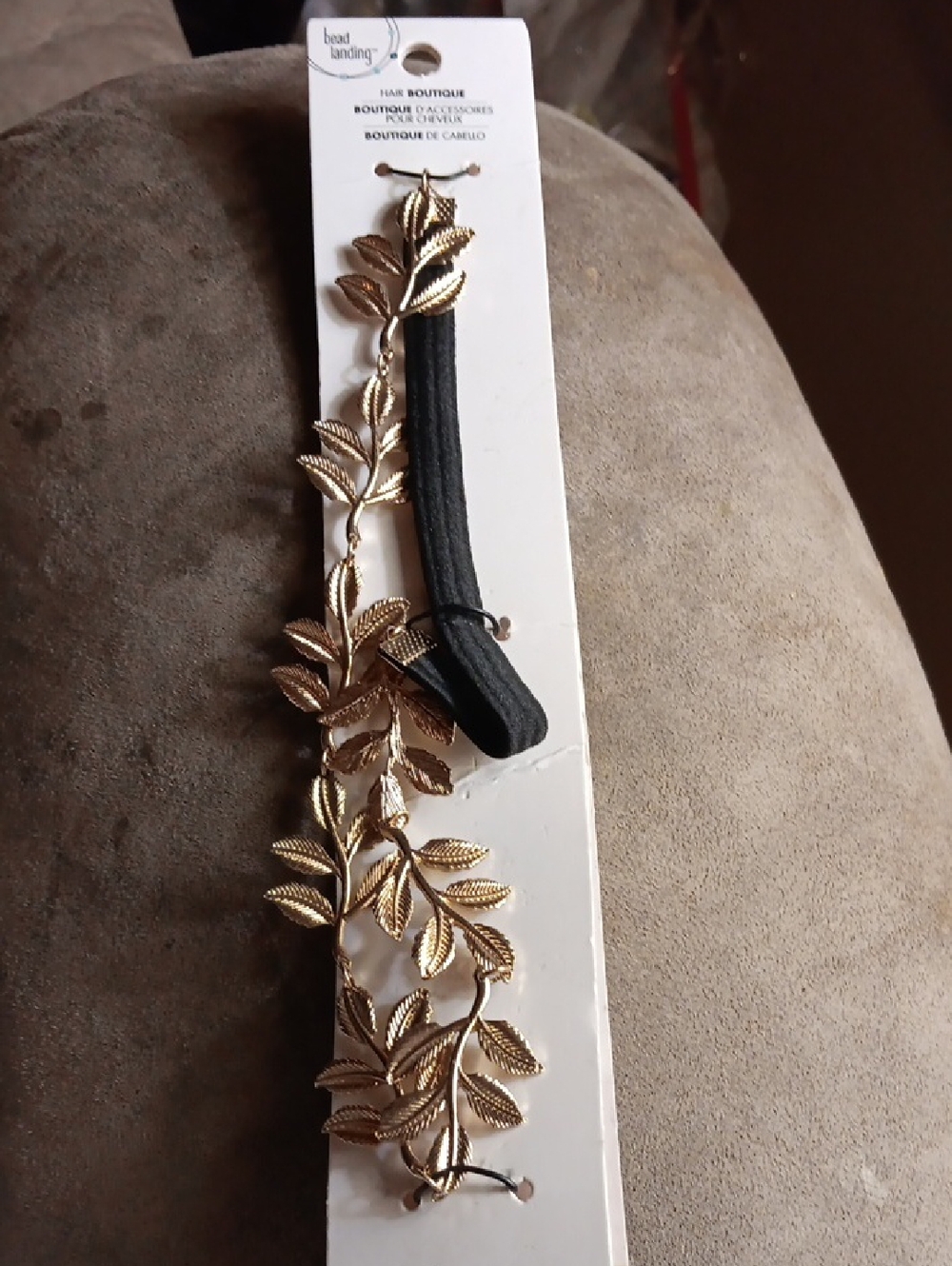 Bead Landing Gold Leaf Hairband with Black Elastic